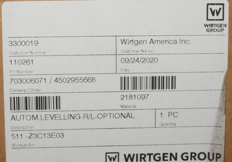 WIRTGEN ­-­ 2181097 ­-­ AUTOM.LEVELLING-R/L-OPTIONAL