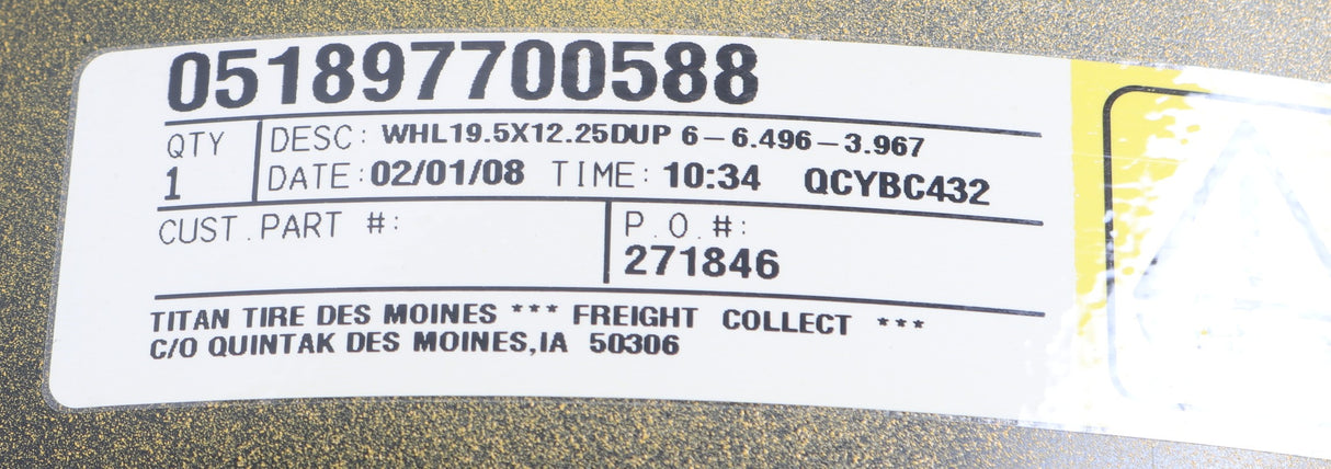 YANMAR ­-­ 1A8160-34730 ­-­ WHEEL 19.5 x 12.25 DUP 6-6.496-3.967