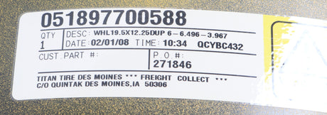 YANMAR ­-­ 1A8160-34730 ­-­ WHEEL 19.5 x 12.25 DUP 6-6.496-3.967