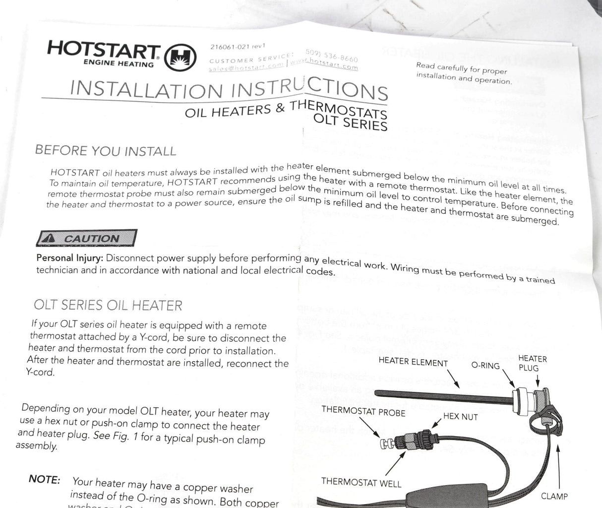 HOTSTART ­-­ OLT22315 ­-­ HEATER - ENGINE OIL PAN 300W 120V 22mm