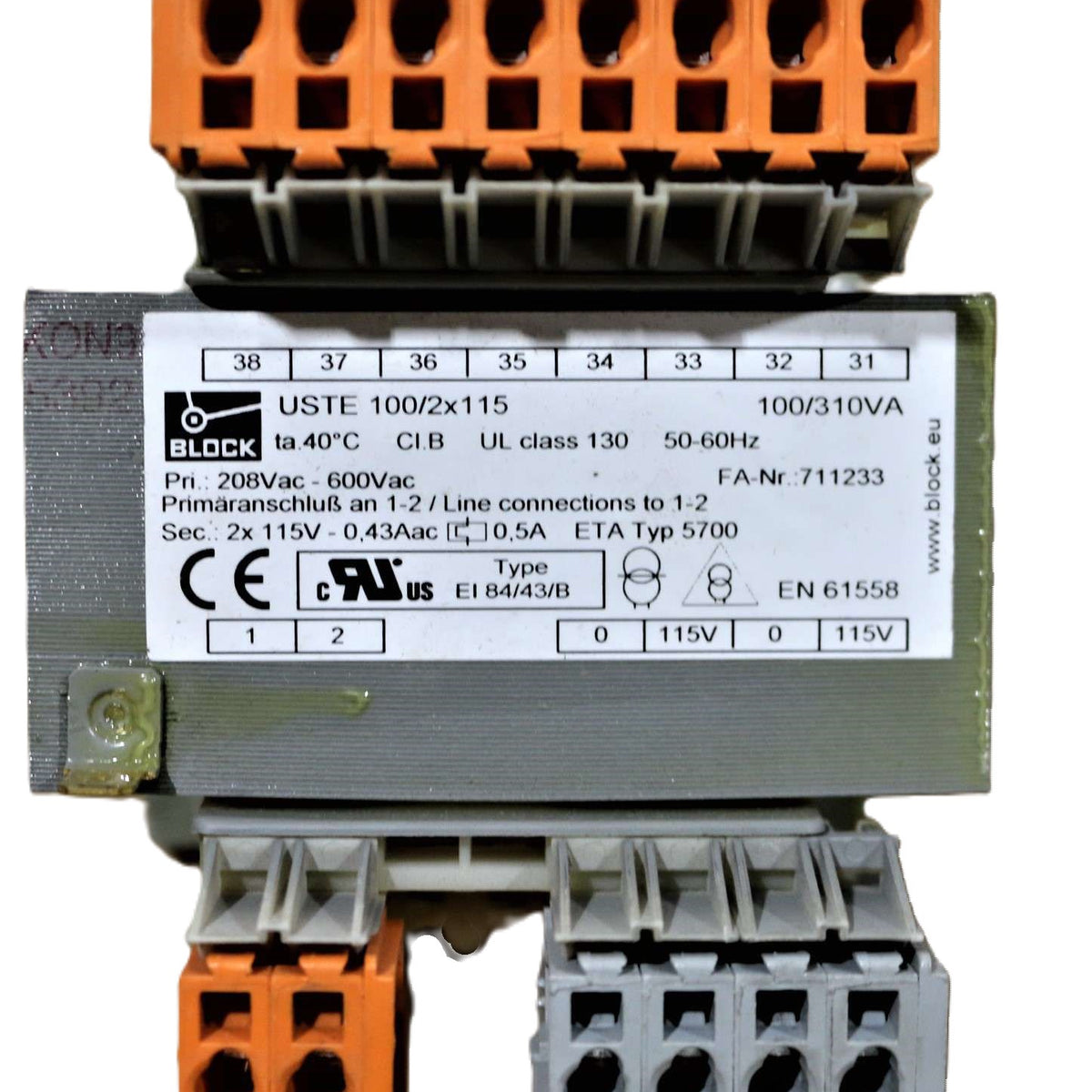 BLOCK Transformatoren-Elektronik - USTE100/2-115 - TRANSFORMER 208 ...