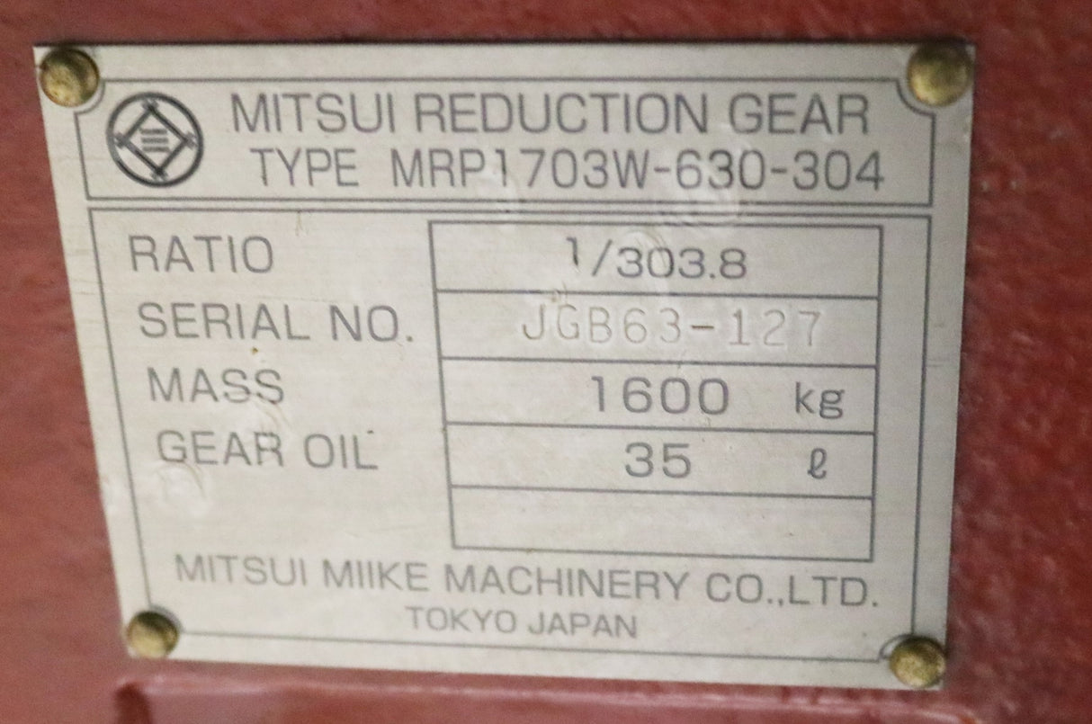 MITSUI MIIKE MACHINERY ­-­ MRP1703W-630-304 ­-­ PLANETARY REDUCTION GEAR RATIO 1/303.8