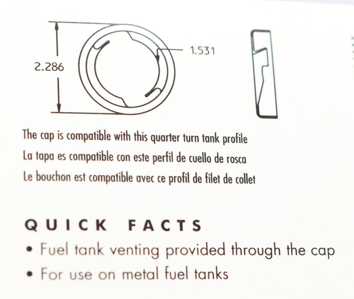 VERMEER ­-­ 127347001 ­-­ GAUGE-CAP/FUEL LEVEL 6 3/4 in. QUARTER TURN