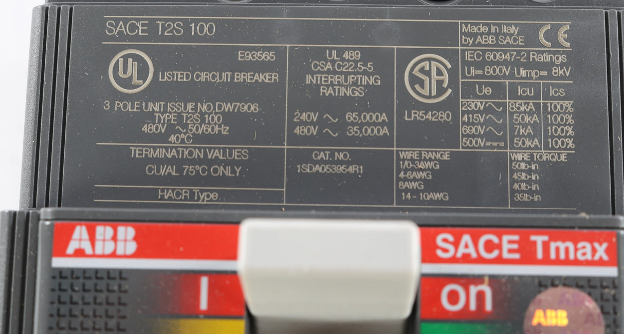 ABB ­-­ 1SDA053898R1 ­-­ CIRCUIT BREAKER 100A 3P