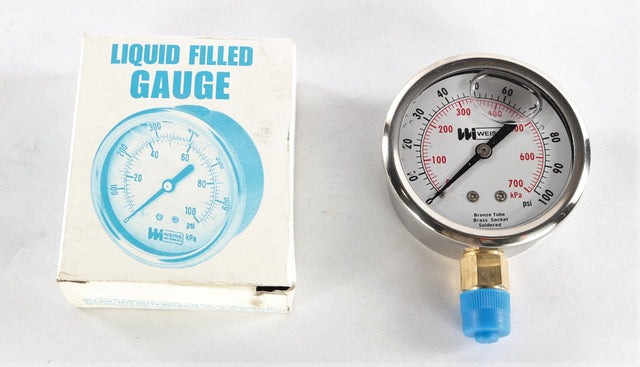 WEISS INSTRUMENTS ­-­ LF251-100-4L ­-­ LIQUID FILLED GUAGE 0-100psi