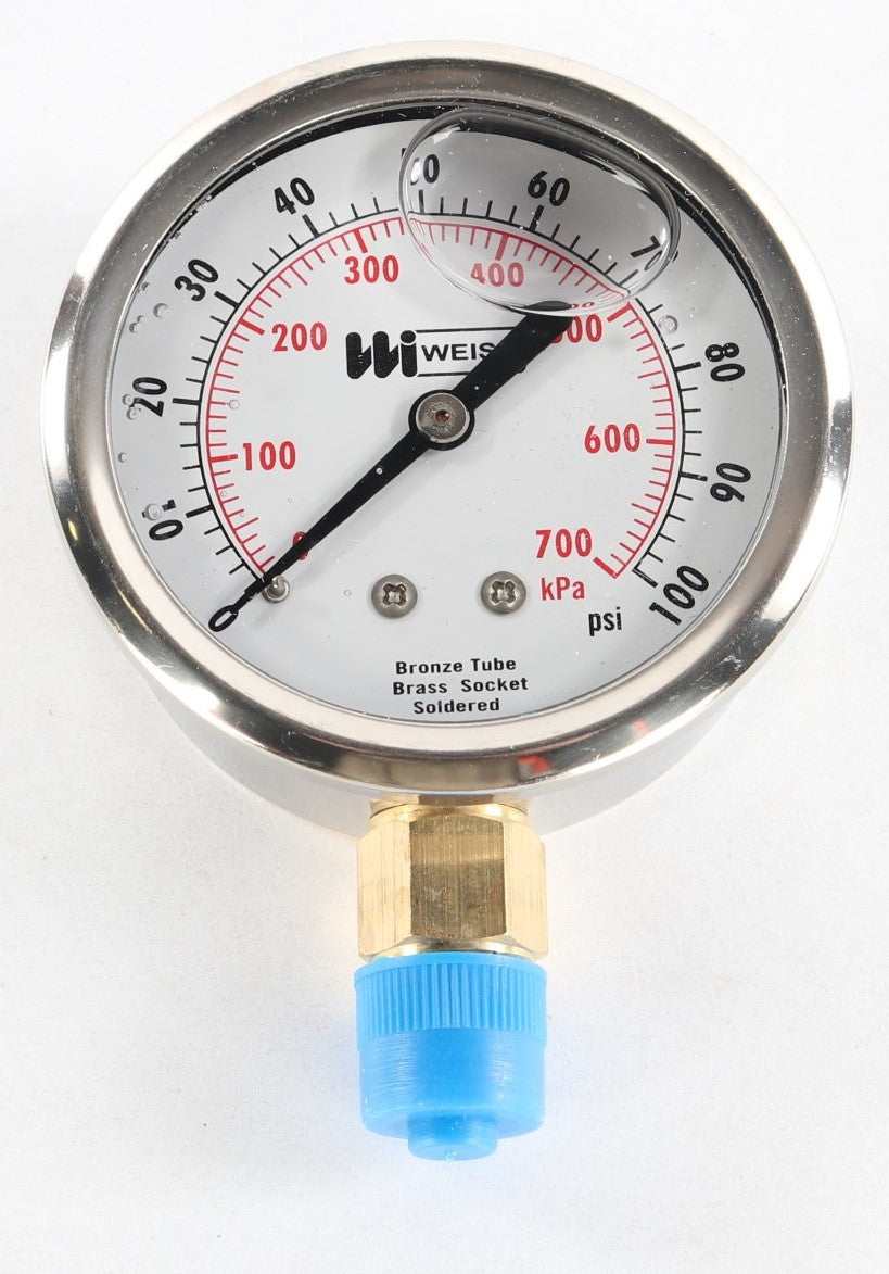 WEISS INSTRUMENTS ­-­ LF251-100-4L ­-­ LIQUID FILLED GUAGE 0-100psi