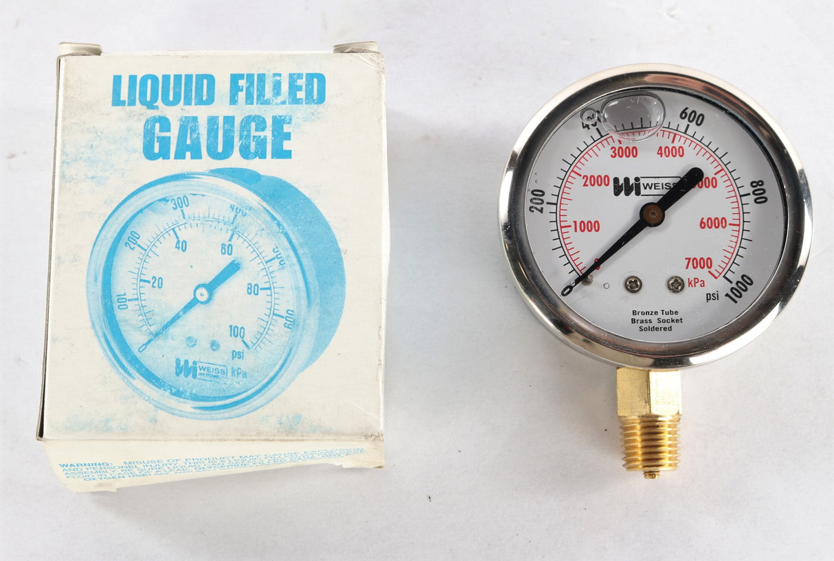 WEISS INSTRUMENTS ­-­ LF251-1000-4L ­-­ LIQUID FILLED GUAGE 0-1000psi