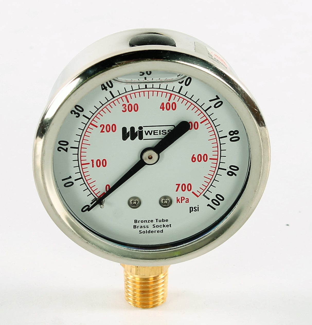 WEISS INSTRUMENTS ­-­ TL25-100-4L ­-­ PRESSURE GUAGE 0-100psi 2.5"