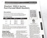 DAYTON ELECTRIC  ­-­ 447V31 ­-­ WALL HEATER 1500W 240V