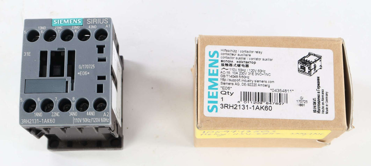 SIEMENS ­-­ 3RH2131-1AK60 ­-­ CONTACTOR RELAY  110/120 VAC