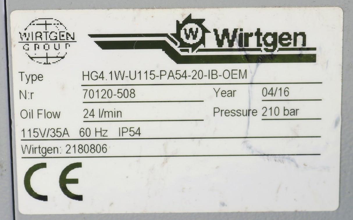 WIRTGEN ­-­ 2382068 ­-­ KIT: GENERATOR 110V HYDRAULICALLY DRIVEN