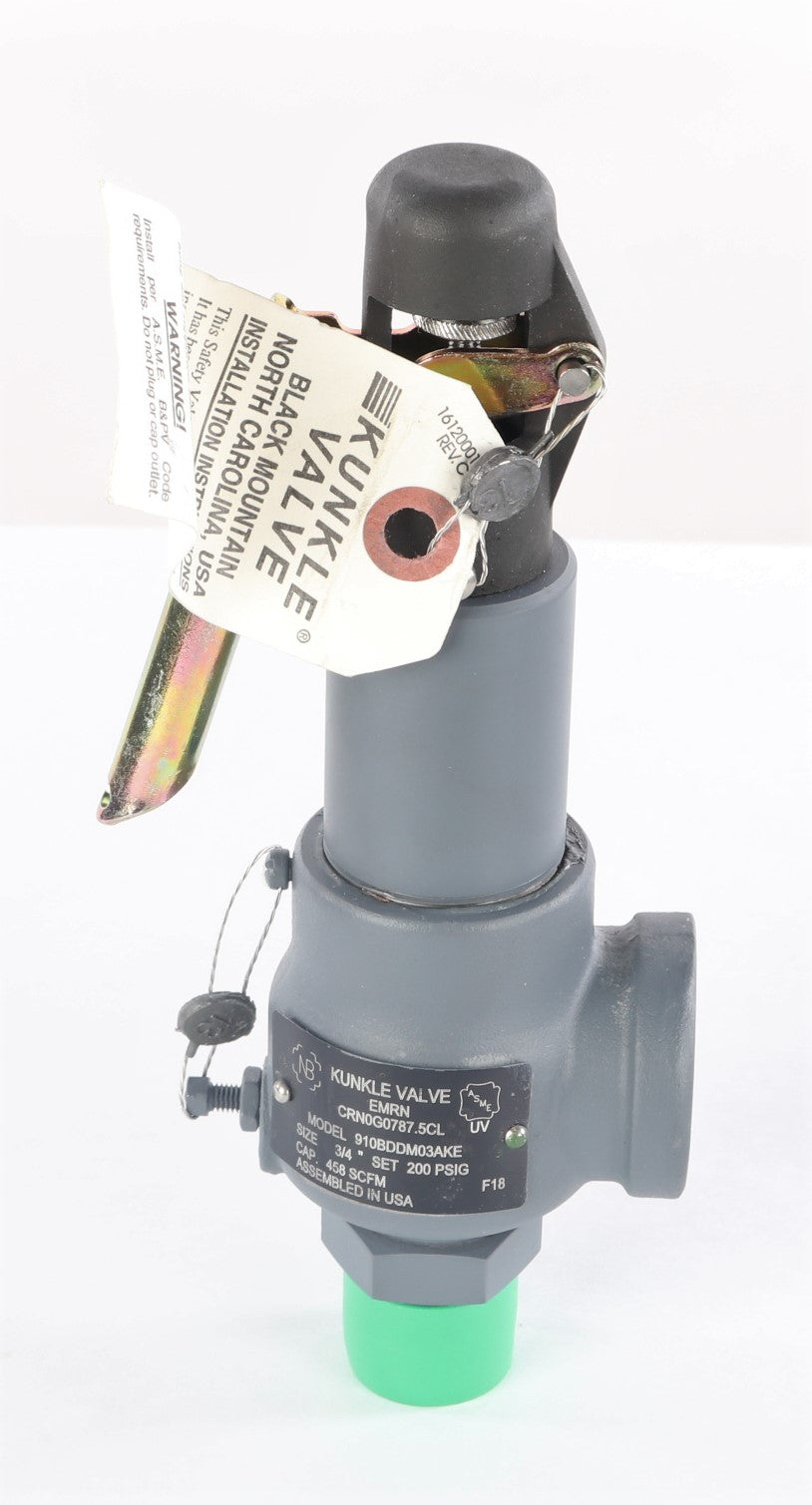 EMERSON - KUNKLE VALVE/CASH ­-­ 910BDDM03AKE-200PSI ­-­ RELIEF VALVE SIZE 3/4in SET 200 PSIG CAP.458 SCFM