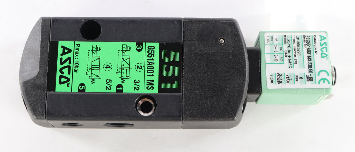 EMERSON - ASCO / JOUCOMATIC / REDHAT ­-­ SCG551A001MS-230V/50-60HZ ­-­ SOLENOID VALVE 230VAC 1/4IN 2.5 W