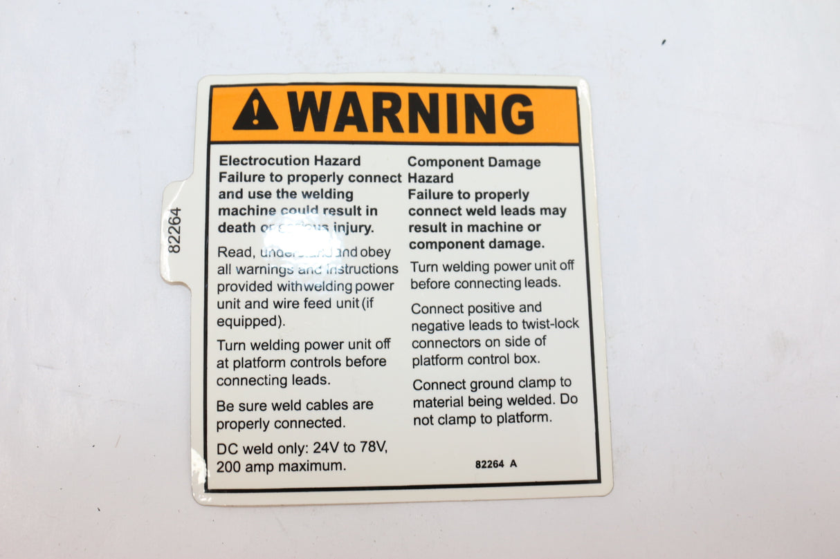 JLG ­-­ 70041560 ­-­ DECAL WARNINGWELD SAFETY