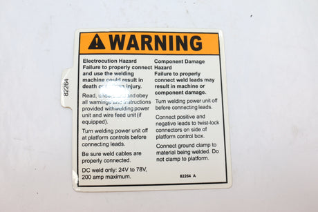 JLG ­-­ 70041560 ­-­ DECAL WARNINGWELD SAFETY