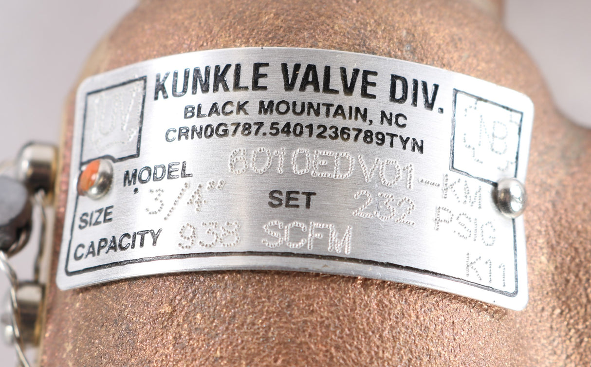 EMERSON - KUNKLE VALVE/CASH ­-­ 6010EDV01-KM-0232 ­-­ PRESSURE RELIEF VALVE