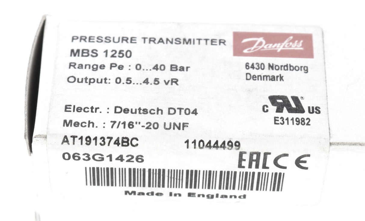 DANFOSS ­-­ 11044499 ­-­ SENSOR-PRESSURE 0-40 BAR -4SA