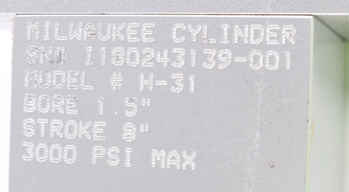 MILWAUKEE CYLINDER ­-­ H-31 ­-­ HYDRAULIC CYLINDER 1.5in BORE X 8in STROKE