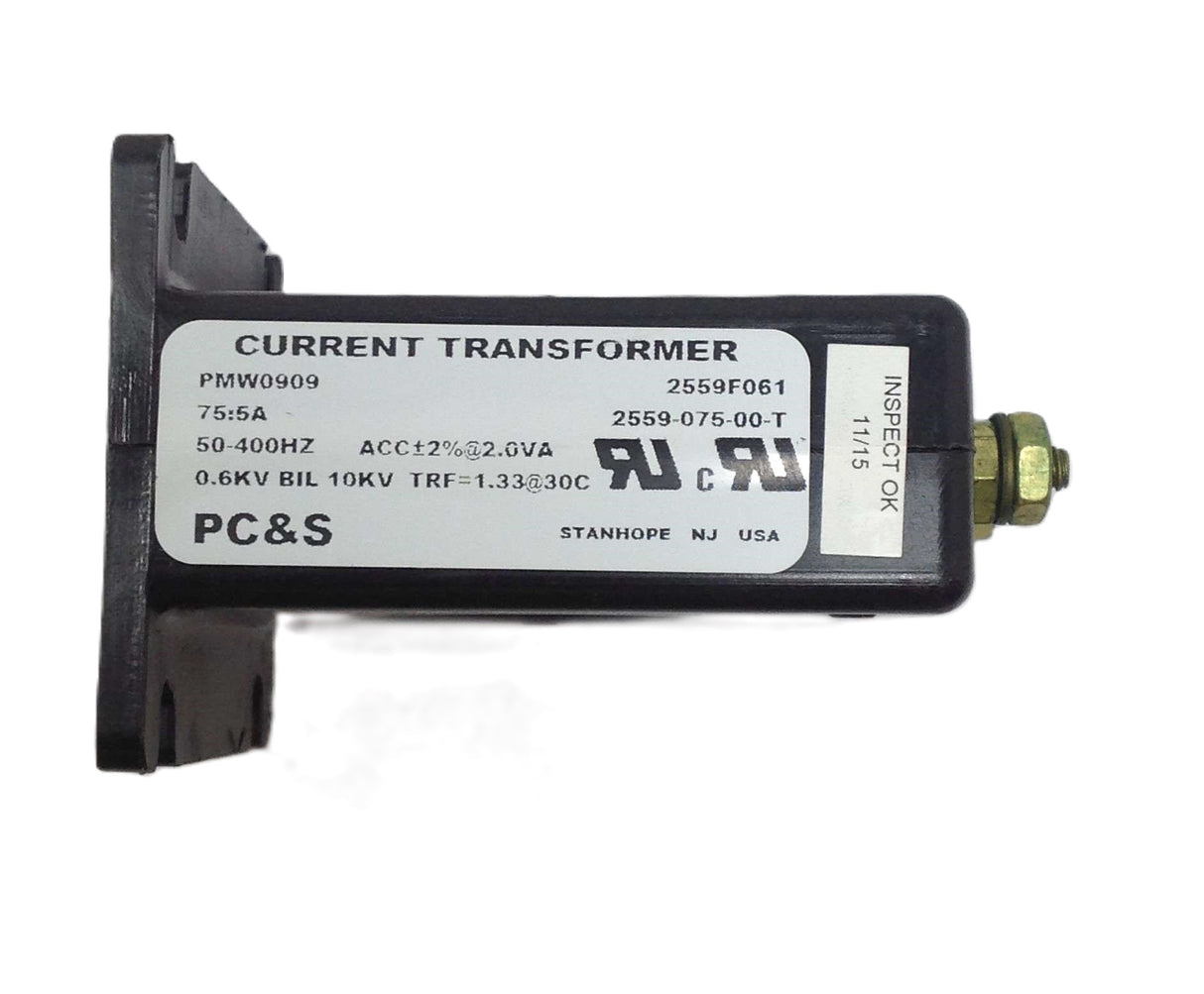 PC&S PANEL COMPONENTS & SYSTEMS ­-­ 2559-075-00-T ­-­ CURRENT TRANSFORMER  50-400HZ  5/10 VAC