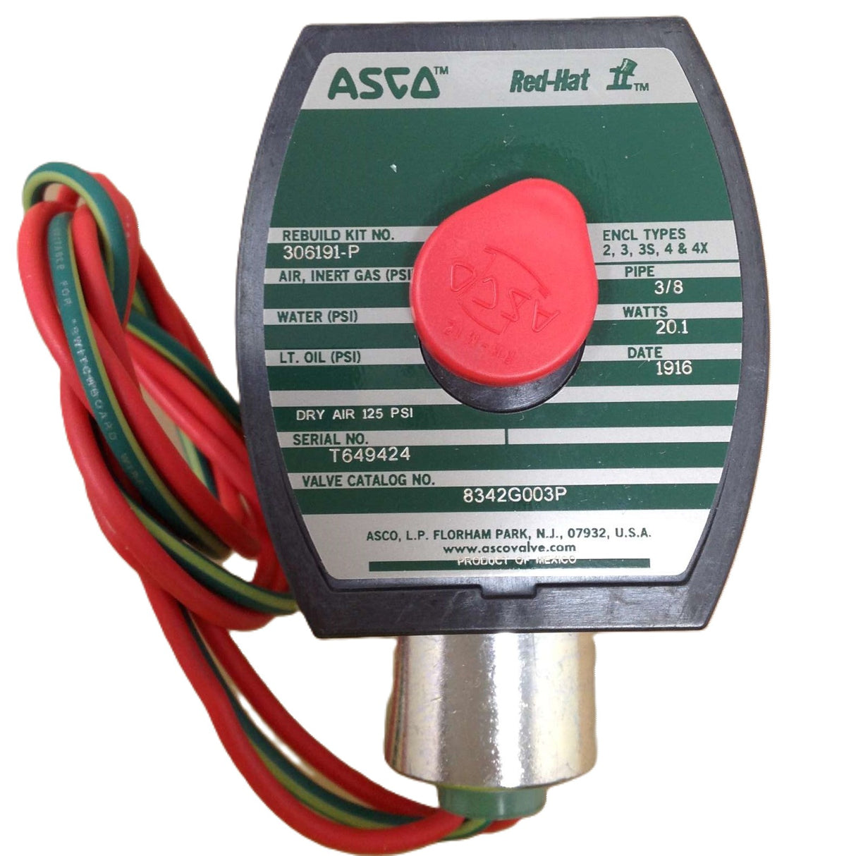 EMERSON - ASCO / JOUCOMATIC / REDHAT ­-­ 8342G003P ­-­ PNEUMATIC SOLENOID VALVE: 4-WAY UNLOADING 3/8NPT