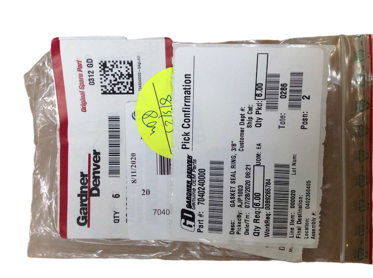 GARDNER DENVER ­-­ 7040240000 ­-­ SEAL RING 3/8in