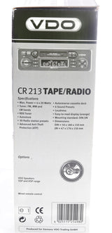 VDO  ­-­ CR213 ­-­ RADIO / CASSETTE PLAYER  ORANGE ILLUM.  4X20 WATTS