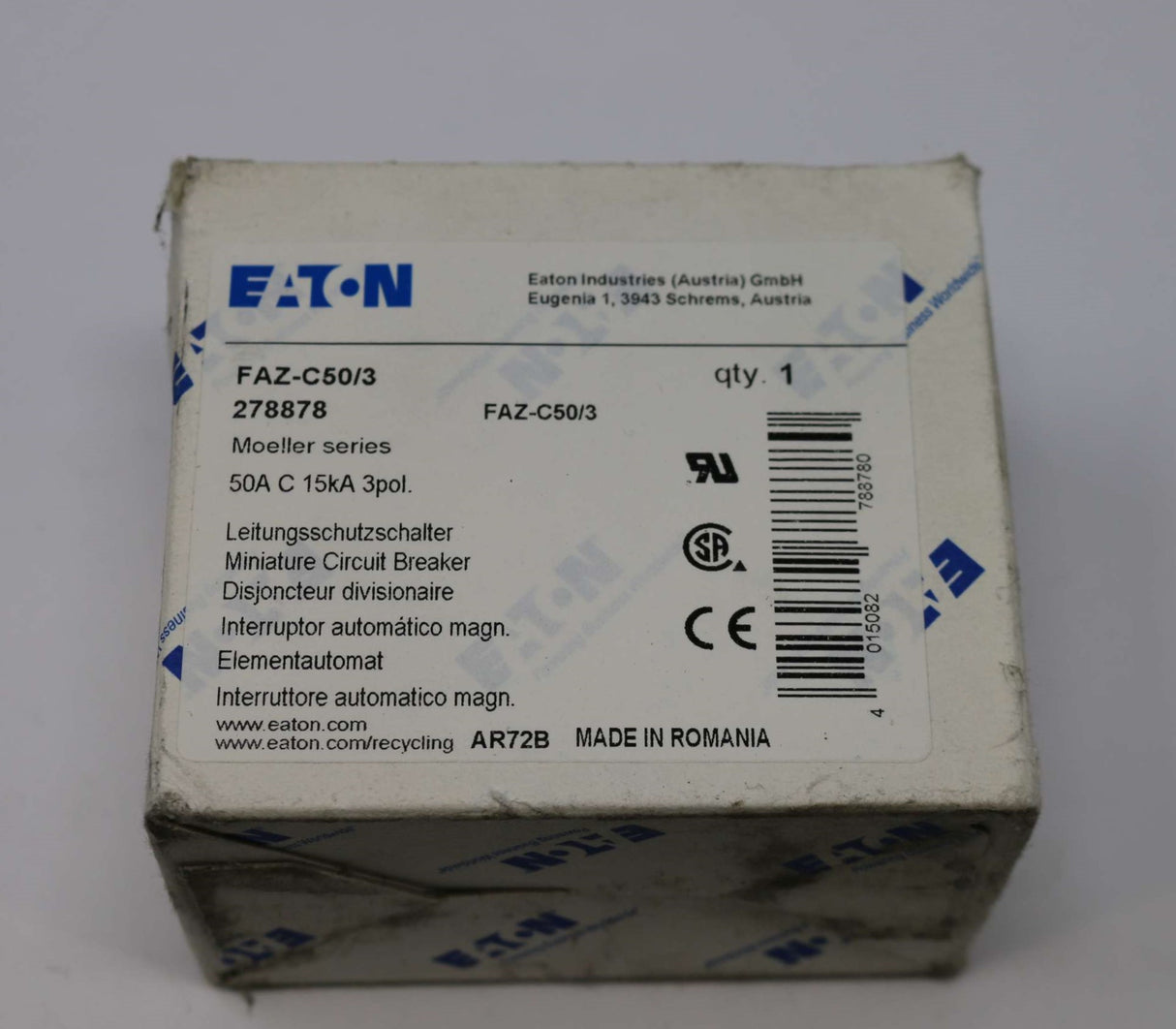 MOELLER ELECTRIC ­-­ FAZ-C50/3 ­-­ CIRCUIT BREAKER: 3P 50A