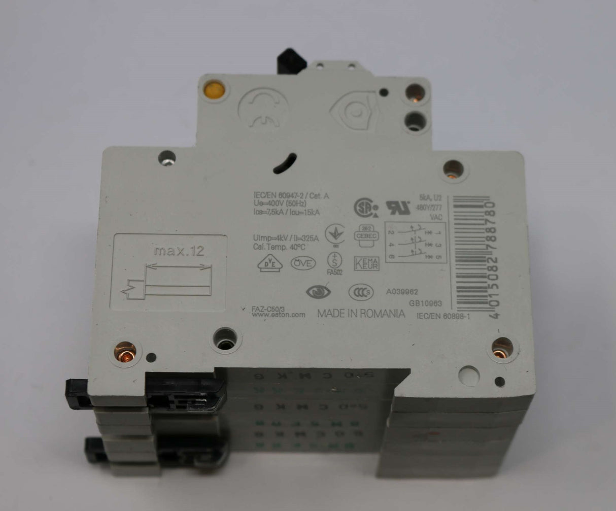 MOELLER ELECTRIC ­-­ FAZ-C50/3 ­-­ CIRCUIT BREAKER: 3P 50A