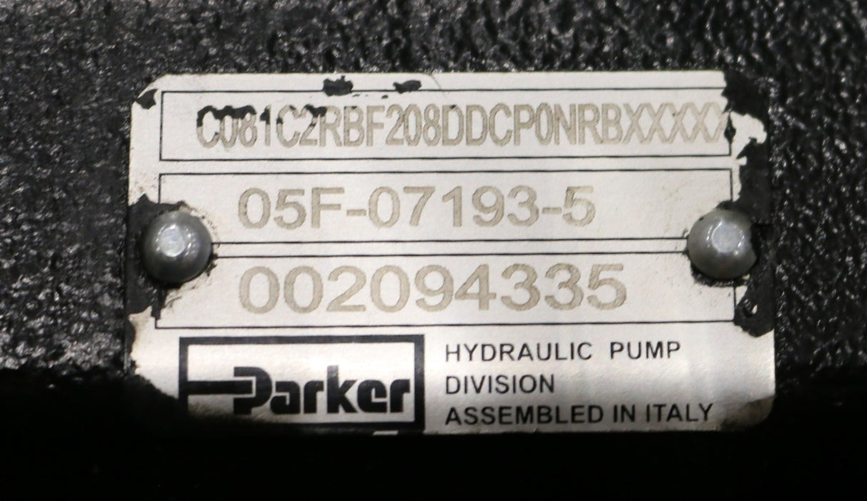 PARKER ­-­ C081C2RBF208DDCP0NRBXXXXX ­-­ HYDRAULIC PUMP-CW 81CC F CTRL RG165T