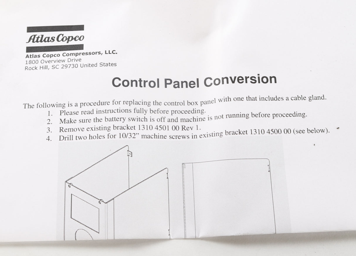 ATLAS COPCO ­-­ 1310308202 ­-­ KIT:FIELD INSTALL CONTROL BOX