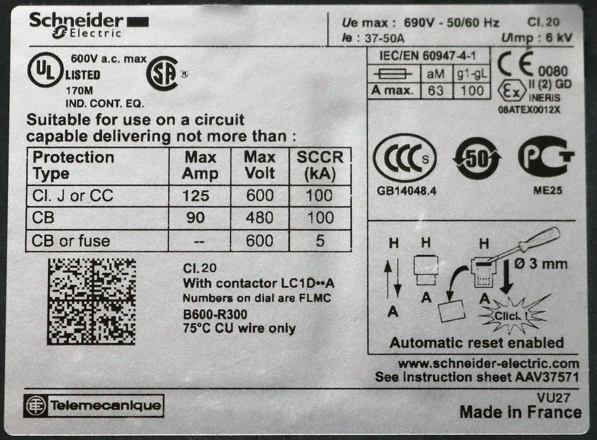 SCHNEIDER ELECTRIC ­-­ LRD350L ­-­ RELAY OVERLOAD