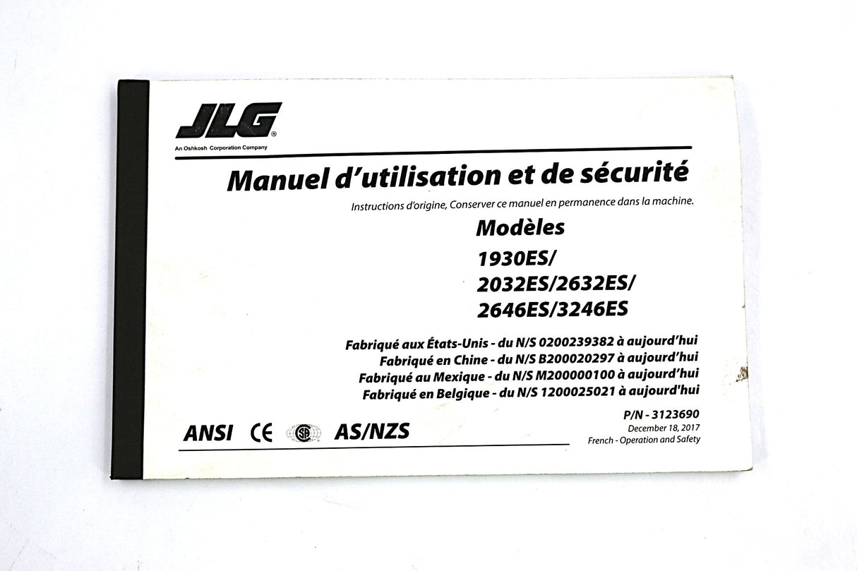 JLG ­-­ 3123690 ­-­ ES SCISSOR GBL FRENCH OPER