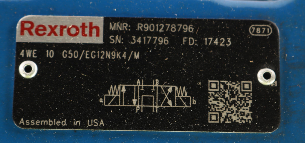 REXROTH ­-­ R901278796 ­-­ HYDRAULIC SOLENOID VALVE: DIRECTIONAL SPOOL