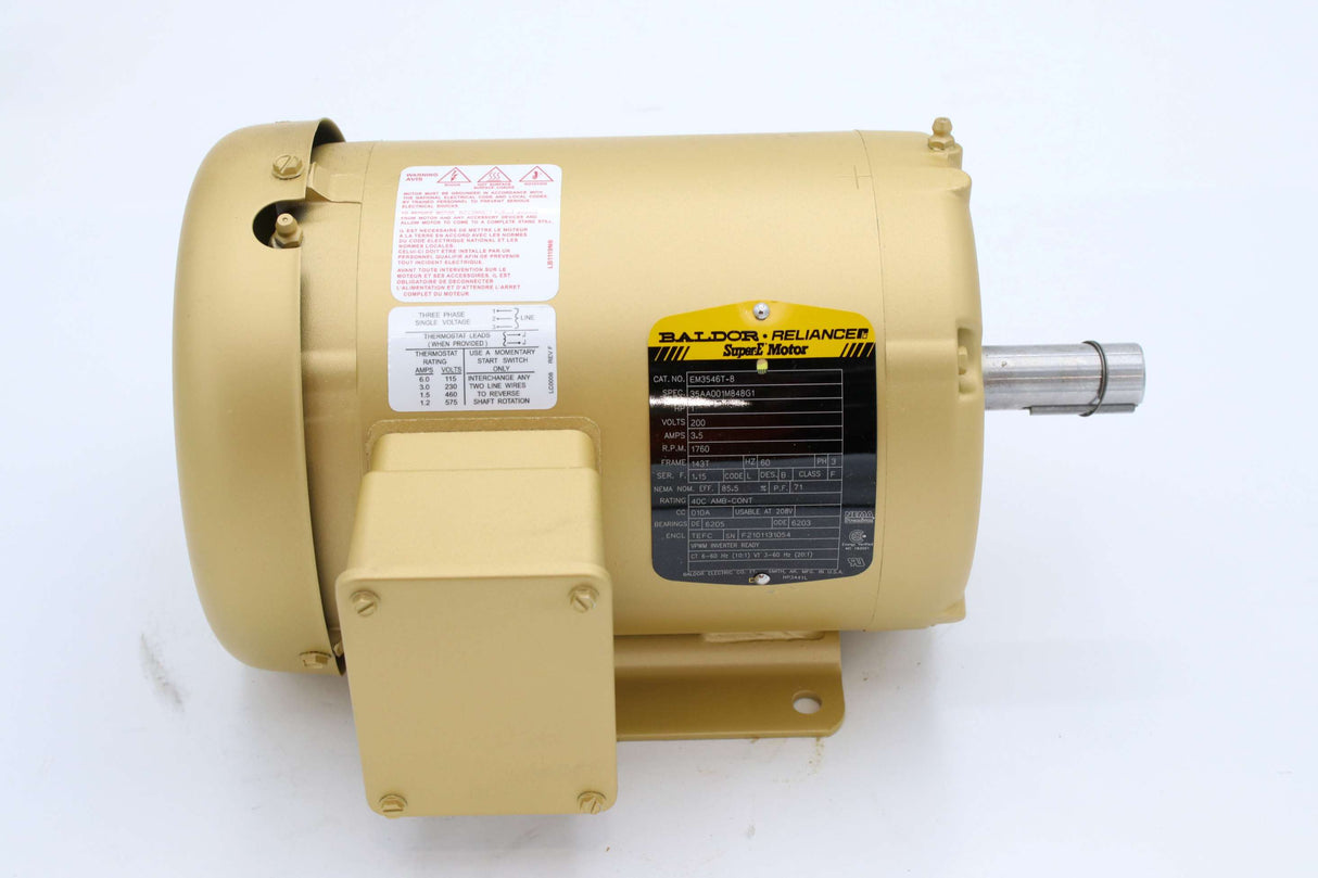 BALDOR ­-­ 35AA001M848G1 ­-­ ELECTRIC MOTOR 1A 200V 60Hz 143T 1760RPM 3PH