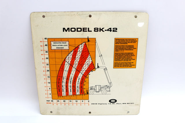 JLG ­-­ 10238969 ­-­ FLIP CARD - MODEL 8K-42 WITH