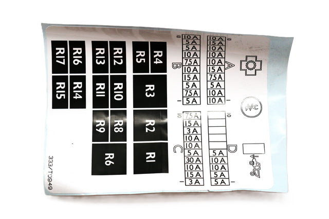 JCB ­-­ 333/T0949 ­-­ DECAL-FUSE AND RELAY