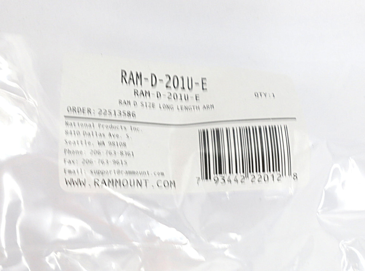 RAM ­-­ RAM-D-201U-E ­-­ RAM D SIZE LONG LENGTH ARM