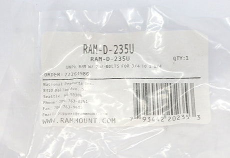 RAM ­-­ RAM-D-235U ­-­ RAM W/ 2 U-BOLTS FOR 1-1/4