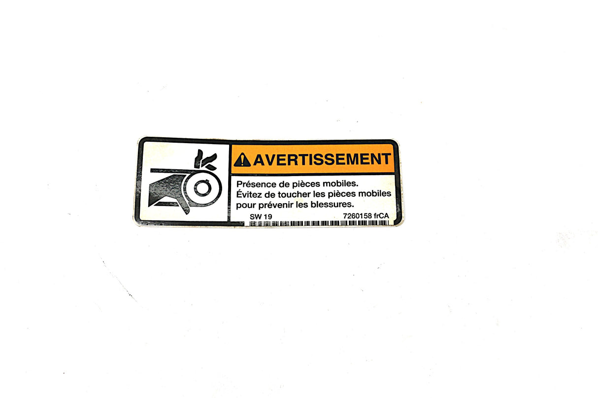 BOBCAT ­-­ 7260158FRCA ­-­ DECAL WARNING 7260158
