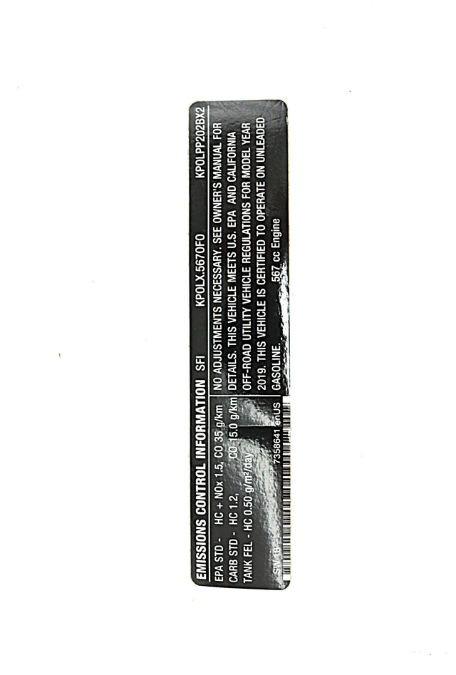 BOBCAT ­-­ 7358641 ­-­ LABEL EMISSIONS