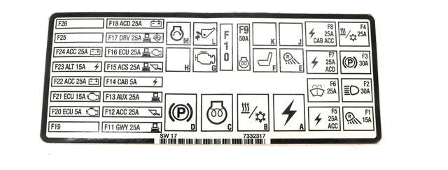 BOBCAT ­-­ 7332317 ­-­ DECAL FUSE RELAY
