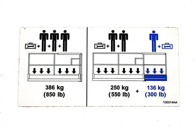 JLG ­-­ 70043169 ­-­ DECAL - VL - PLATFORM CAPACITY