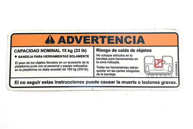 JLG ­-­ 1001200964 ­-­ DECAL - TOOL TRAY