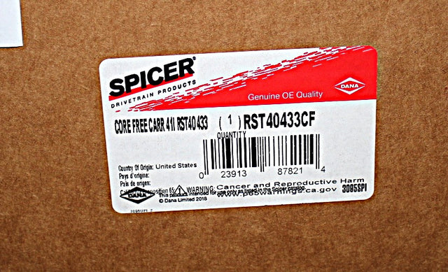 DANA SPICER ­-­ RST40433CF ­-­ STD CARRIER CORE FREE 4.33 RATIO 41 INVOLUTE SP