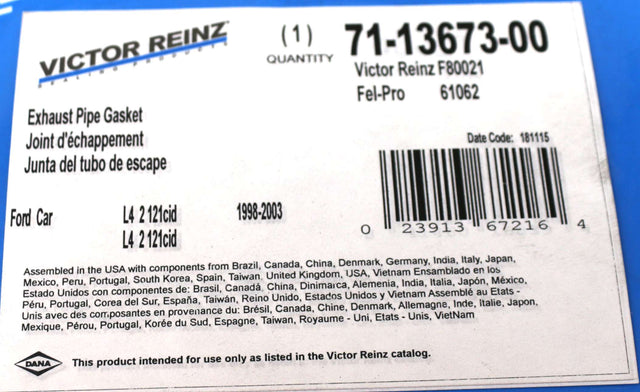 VICTOR REINZ ­-­ 71-13673-00 ­-­ GASKET - EXHAUST PIPE