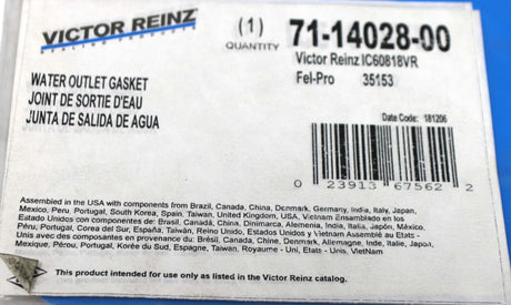 VICTOR REINZ ­-­ 71-14028-00 ­-­ WATER OUTLET GASKET
