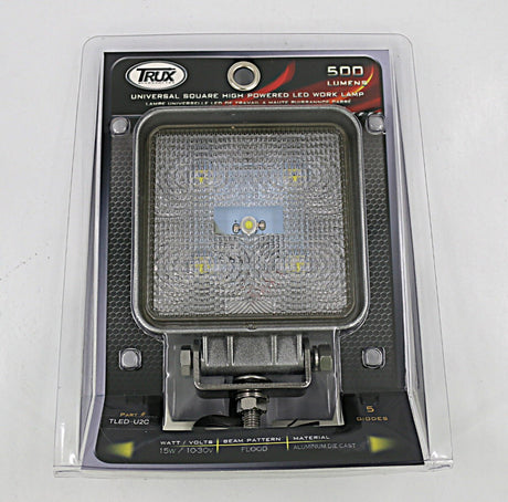 TRUX ­-­ TLED-U2C ­-­ UNI WHITE SQUARE WORK LIGHT - CLEAR LENS - CHROME