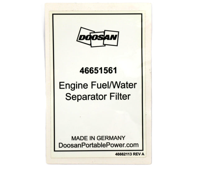 BOBCAT PORTABLE POWER ­-­ 46662113 ­-­ DCL - ENG FUEL / WATER SEPARATOR FILTER