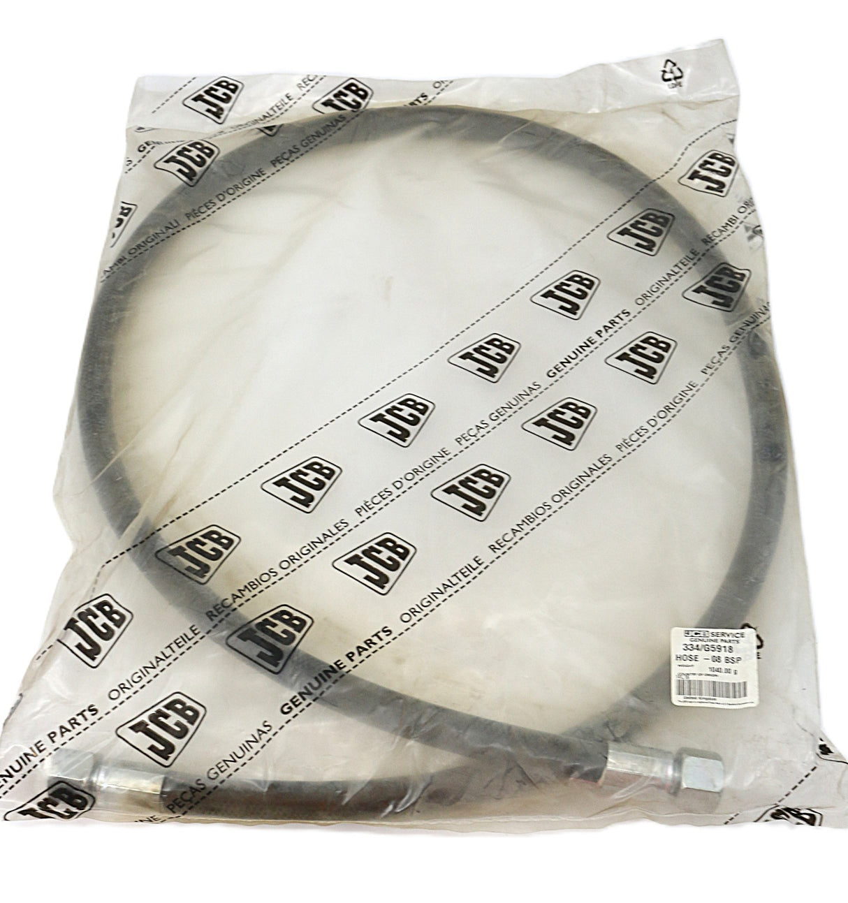 JCB ­-­ 334/G5918 ­-­ HOSE -08 BSP HP 1650MM A