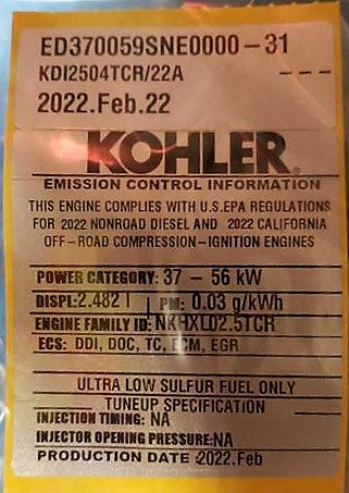 KOHLER ­-­ ED370059SNE0000-31 ­-­ T4F ABI ENGINE KDI 54.5KW
